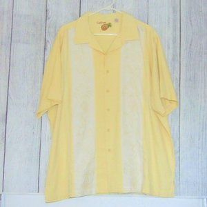 Caribbean Yellow Button Down Shirt Silk/Cotton Blend Mens XL